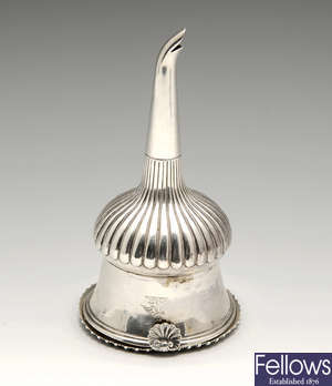 A George III silver wine funnel by Rebecca Emes & Edward Barnard I.