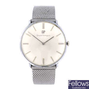 GIRARD-PERREGAUX - a gentleman's stainless steel bracelet watch with two other gentleman's watches.
