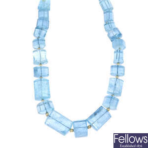 An aquamarine necklace.