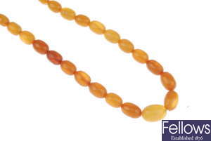 A natural amber necklace. 