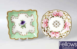 An early 19th century Worcester Flight Barr and Barr Azure Anemone plate, together with another plate.