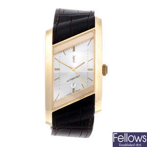 YVES SAINT LAURENT - a gentleman's 18ct yellow gold wrist watch.