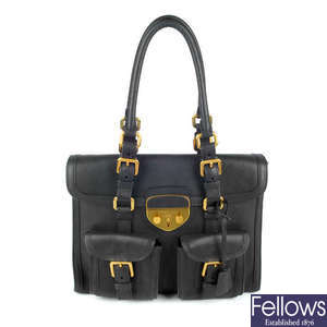 PRADA - a black Antic Lock handbag.