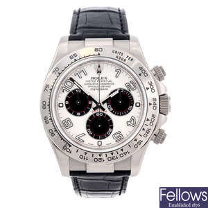 ROLEX - a gentleman's 18ct white gold Oyster Perpetual Cosmograph Daytona chronograph wrist watch.