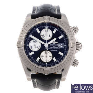 BREITLING - a limited edition gentleman's 18ct white gold Chronomat Evolution chronograph wrist watch.