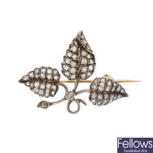A late 19th century diamond foliate brooch.