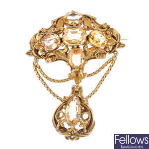 A late Victorian topaz brooch.