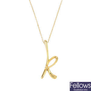 TIFFANY & CO.  - letter 'K' pendant, by Elsa Peretti, for Tiffany & Co.