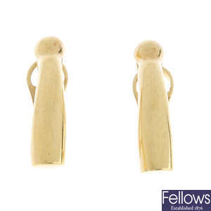 A pair of 18ct gold clip earrings.
