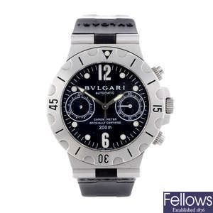 BULGARI - a gentleman's stainless steel Diagono Scuba chronograph wrist watch.