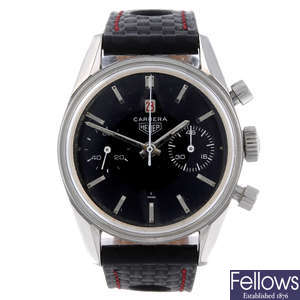 HEUER - a gentleman's stainless steel Carrera 45 Dato chronograph wrist watch.