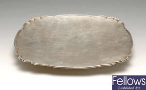 A mid-20th century silver cake dish by Mappin & Webb.