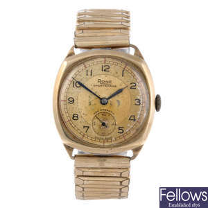 RONE - a gentleman's 9ct yellow gold bracelet watch.