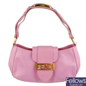 FENDI - a pink leather handbag.