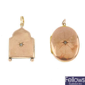 A 9ct gold locket and a gold front and back locket.