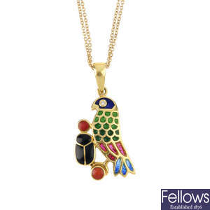 A novelty pendant, with an 18ct gold Boodles chain.