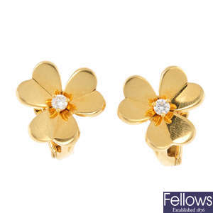 VAN CLEEF & ARPELS - a pair of diamond 'Frivole' earrings.