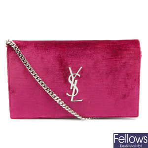 YVES SAINT LAURENT - a velvet Monogram Chain handbag.