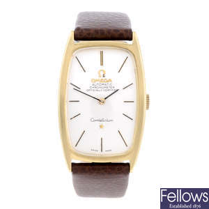 OMEGA - a gentleman's yellow metal Constellation wrist watch.