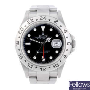 ROLEX – a gentleman’s stainless steel Oyster Perpetual Date Explorer II bracelet watch.