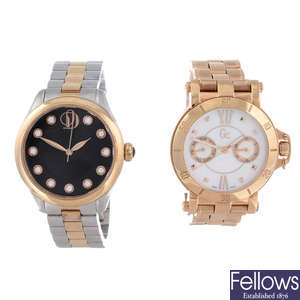 GC - a lady's gold plated Sport Chic bracelet watch with a Project D bracelet watch.