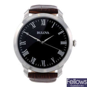 BULOVA - a gentleman's stainless steel wrist watch.