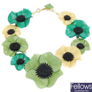 FRANCOISE MONTAGUE - a resin floral necklace.