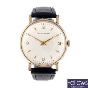 SMITHS - a gentleman's 9ct yellow gold Astral wrist watch together with another Smiths bracelet watch.
