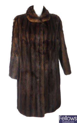 Two musquash fur coats.
