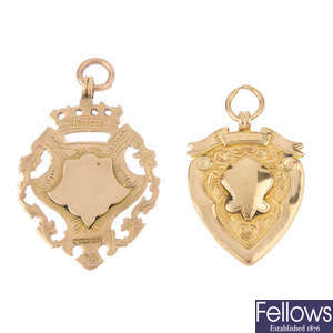 Two early and mid 20th century 9ct gold medallions