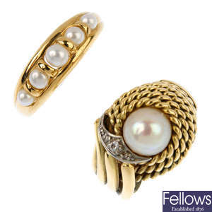 Two pearl rings.