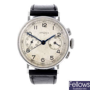 LEMANIA - a gentleman's stainless steel chronograph wrist watch.