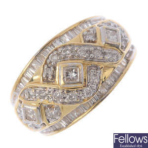 A 14ct gold diamond dress ring.
