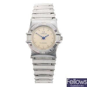 OMEGA - a lady's stainless steel Constellation bracelet watch.
