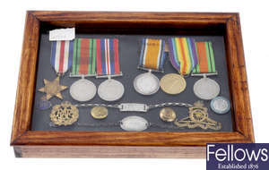 Great War and WWII family group of medals with supporting materials.