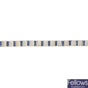 A set of 14ct gold sapphire and diamond jewellery.