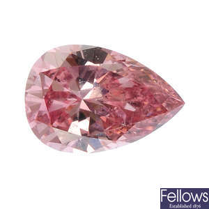 A pear-shape 'pink' diamond, weighing 0.16cts