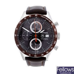 TAG HEUER - a gentleman's stainless steel Carrera chronograph wrist watch.