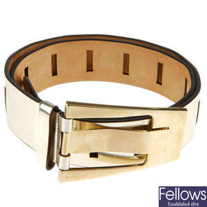 GUCCI - a metallic leather belt.