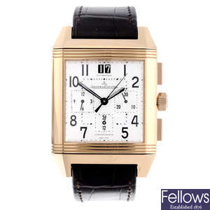 JAEGER-LECOULTRE - a gentleman's 18ct rose gold Reverso Squadra chronograph wrist watch.