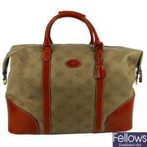 MULBERRY - a logo canvas Clipper holdall travel bag.