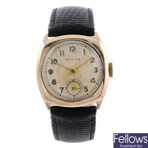 ROLEX - a gentleman's 9ct rose gold wrist watch.