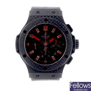 HUBLOT - a gentleman's carbon fibre Big Bang Red Magic Carbon chronograph wrist watch.