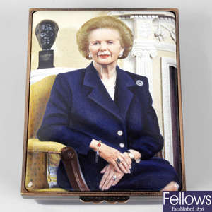 Small Margaret Thatcher enamel box. 