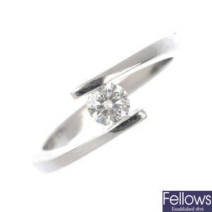 A platinum diamond crossover ring.