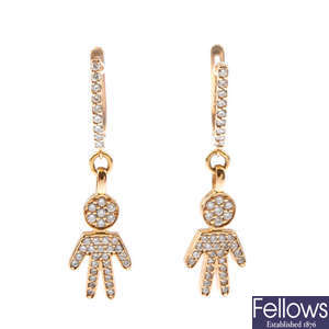 A pair of diamond novelty earrings.