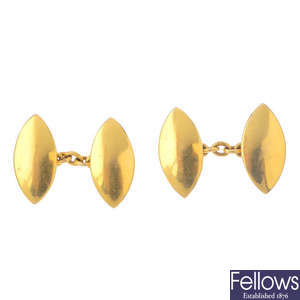 A pair of late Victorian 18ct gold cufflinks.