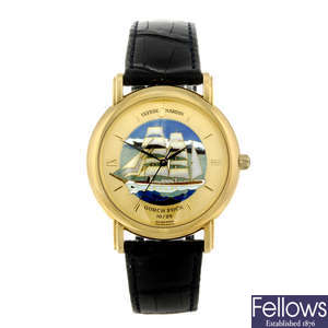 ULYSSE NARDIN - a limited edition gentleman's 18ct yellow gold San Marco Gorch Fock wrist watch