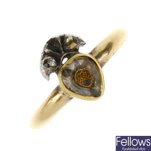 An early 18th century 'Stuart' crystal ring with replacement band.