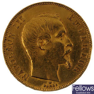 France, Napoleon III, gold 50-Francs 1859 BB (Strasbourg) (KM 785.2).